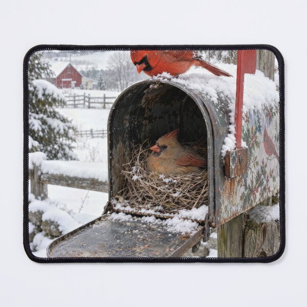 Item preview, Red Cardinal in a Snowy Mailbox designed and sold by Maria Dryfhout.
