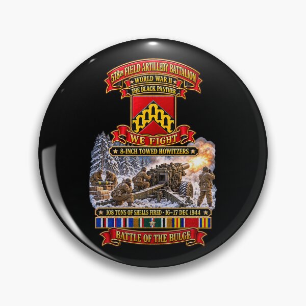 Item preview, 578th Field Artillery Battalion - We fight - The Black Panther - 8 Inch Towed Howitzer w Battle of the Bulge - EUR SVC WWII - 3D - transparent designed and sold by Military Insignia Products.