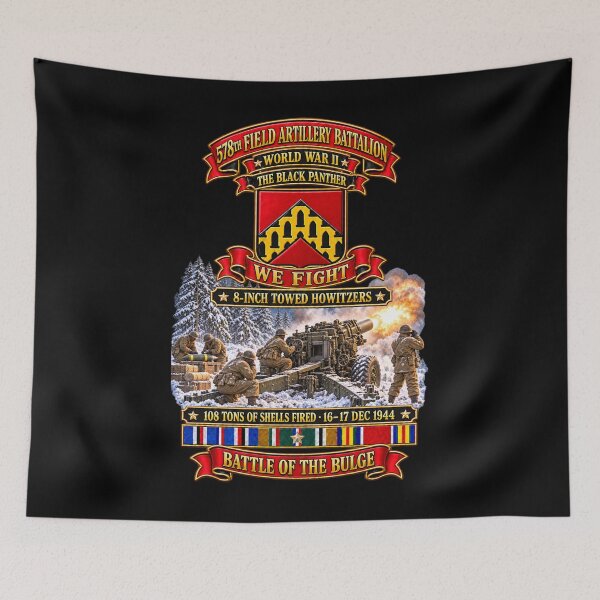 Item preview, 578th Field Artillery Battalion - We fight - The Black Panther - 8 Inch Towed Howitzer w Battle of the Bulge - EUR SVC WWII - 3D - transparent designed and sold by Military Insignia Products.