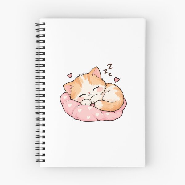Item preview, Sleepy Kawaii Cat Sticker | Cute Kitten on Pink Heart Pillow designed and sold by PopStickerLab22.