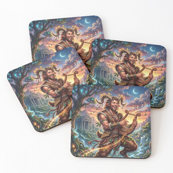 Item preview, Joyful Satyr Playing a Lyre in Enchanted Forest designed and sold by Lucid Dream Pixel.