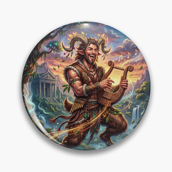 Item preview, Joyful Satyr Playing a Lyre in Enchanted Forest designed and sold by Lucid Dream Pixel.