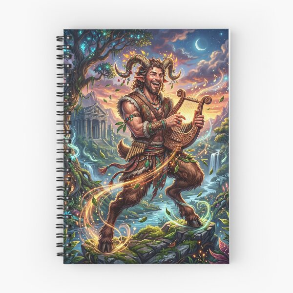 Item preview, Joyful Satyr Playing a Lyre in Enchanted Forest designed and sold by Lucid Dream Pixel.