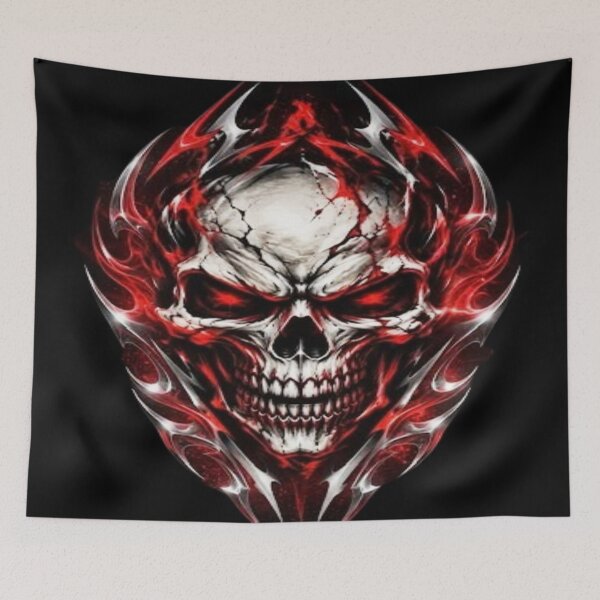 Item preview, Red and Metal Tribal Fire Skull vol2 designed and sold by JMAVILA ART.