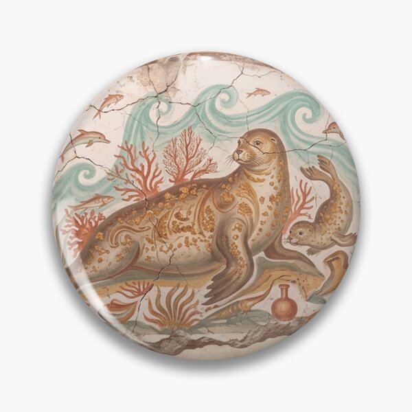 Item preview, Mediterranean Seal Family - Roman Fresco Art designed and sold by codex antique.