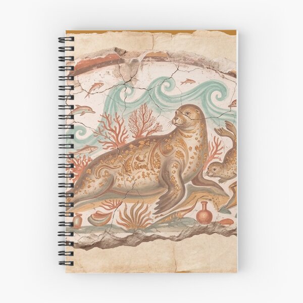 Item preview, Mediterranean Seal Family - Roman Fresco Art designed and sold by codex antique.