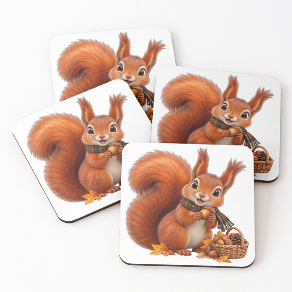 Item preview, Cute Scottish Red Squirrel Gathering Acorns in Autumn designed and sold by MaedK.