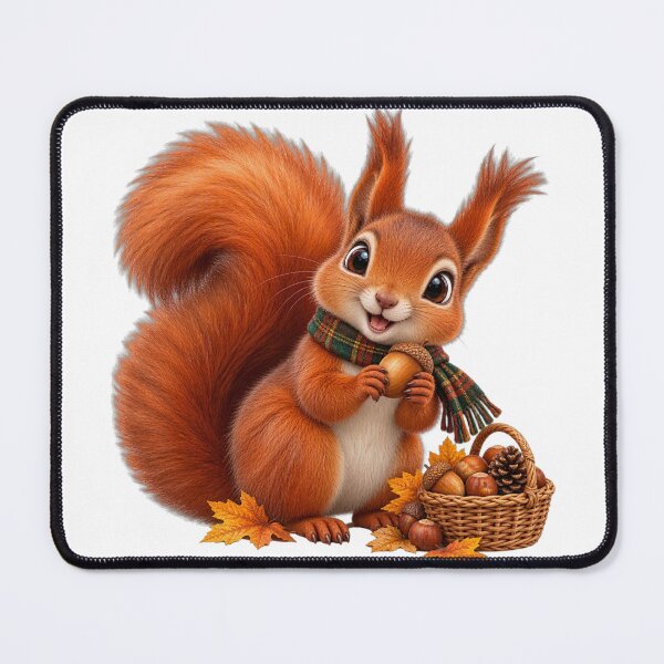 Item preview, Cute Scottish Red Squirrel Gathering Acorns in Autumn designed and sold by MaedK.