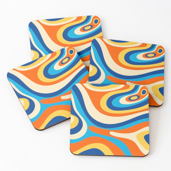 Item preview, Retro 70s Abstract Waves – Groovy Orange Blue Geometric Pattern designed and sold by JRRTs.