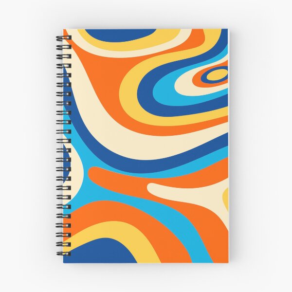 Item preview, Retro 70s Abstract Waves – Groovy Orange Blue Geometric Pattern designed and sold by JRRTs.