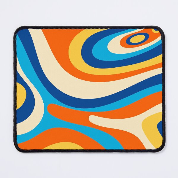 Item preview, Retro 70s Abstract Waves – Groovy Orange Blue Geometric Pattern designed and sold by JRRTs.