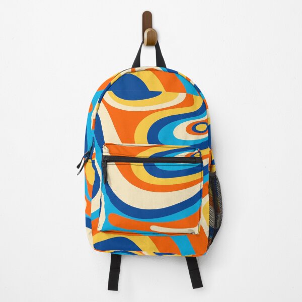 Item preview, Retro 70s Abstract Waves – Groovy Orange Blue Geometric Pattern designed and sold by JRRTs.