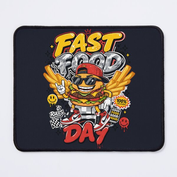 Item preview, Cool Y2K Streetwear Burger French Fries Fast Food Day designed and sold by CloudyCatArt.
