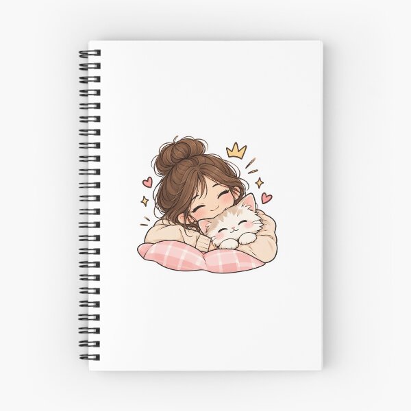 Item preview, Cute Girl Cat Cuddle Sticker | Kawaii Cozy Cat Lover Aesthetic designed and sold by PopStickerLab22.