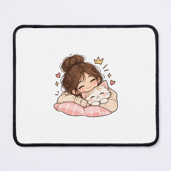 Item preview, Cute Girl Cat Cuddle Sticker | Kawaii Cozy Cat Lover Aesthetic designed and sold by PopStickerLab22.