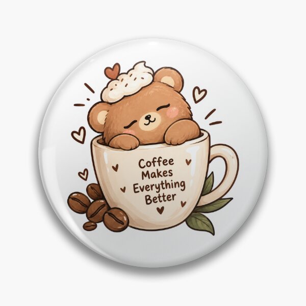Item preview, Coffee Makes Everything Better Sticker | Cute Kawaii Bear Coffee designed and sold by PopStickerLab22.