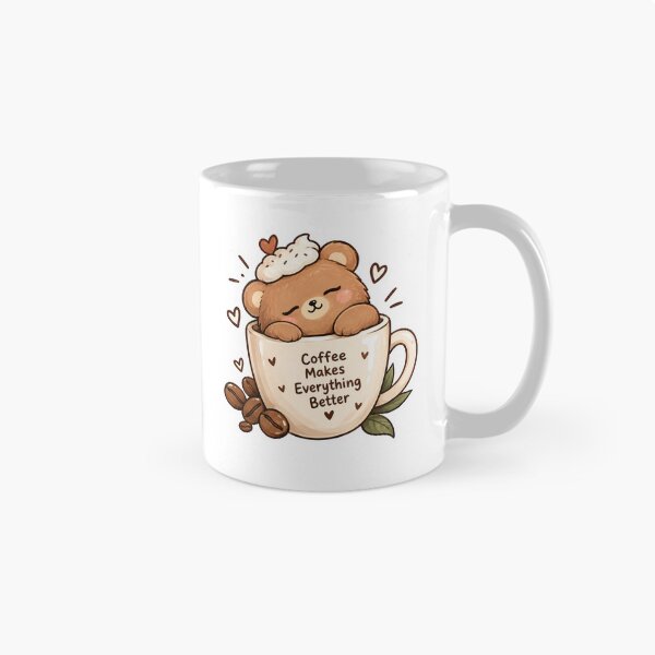Item preview, Coffee Makes Everything Better Sticker | Cute Kawaii Bear Coffee designed and sold by PopStickerLab22.