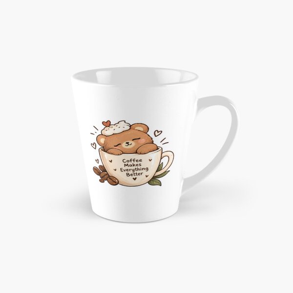 Item preview, Coffee Makes Everything Better Sticker | Cute Kawaii Bear Coffee designed and sold by PopStickerLab22.