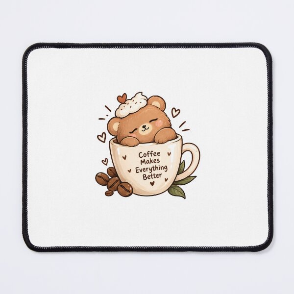 Item preview, Coffee Makes Everything Better Sticker | Cute Kawaii Bear Coffee designed and sold by PopStickerLab22.