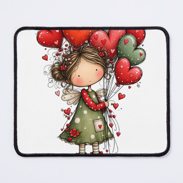 Item preview, Heart Balloon Girl | Whimsical Love & Fairy Tale Illustration designed and sold by CalmMandala.