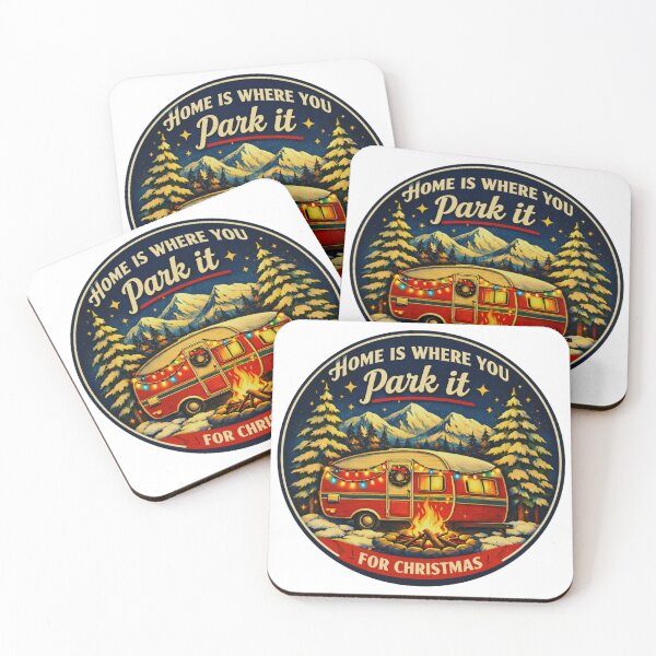 Item preview, Home Is Where You Park It for Christmas Vintage Camper Holiday Badge designed and sold by GabeMountainArt.