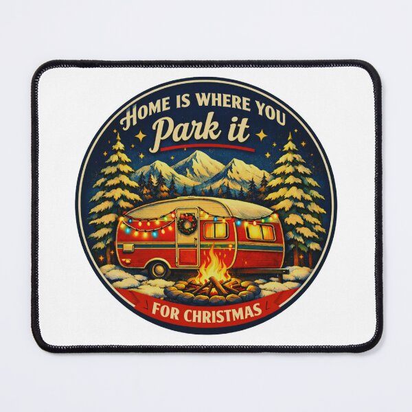 Item preview, Home Is Where You Park It for Christmas Vintage Camper Holiday Badge designed and sold by GabeMountainArt.
