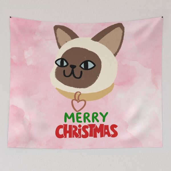 Item preview, Cute Siamese Cat Merry Christmas Holiday Art designed and sold by stormk10.