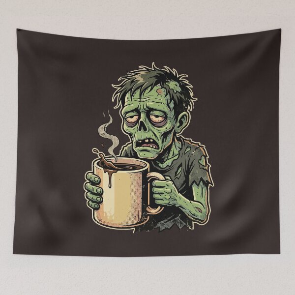 Item preview, Sleepy Green Zombie Coffee Mug Halftone Pop Art designed and sold by ModdiesColors.