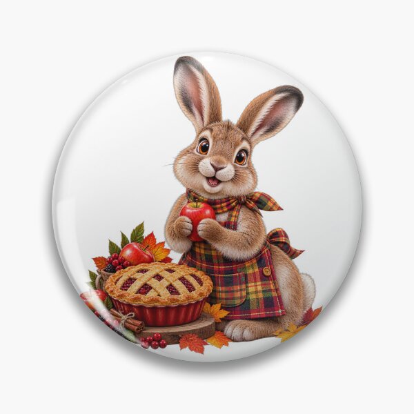 Item preview, Cute Scottish Mountain Hare with Autumn Apple and Berry Pie designed and sold by MaedK.