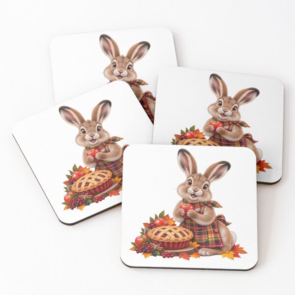 Item preview, Cute Scottish Mountain Hare with Autumn Apple and Berry Pie designed and sold by MaedK.