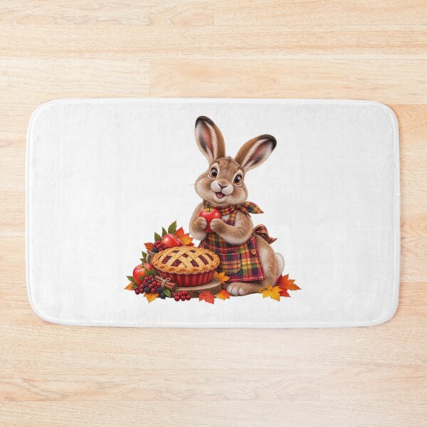 Item preview, Cute Scottish Mountain Hare with Autumn Apple and Berry Pie designed and sold by MaedK.