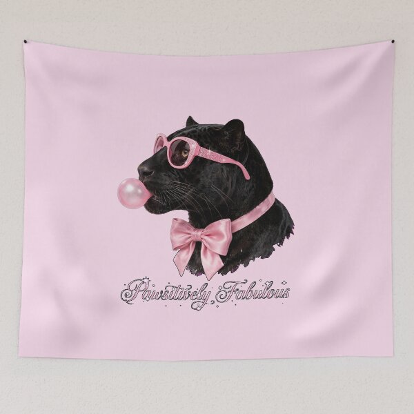 Item preview, Pawsitively Fabulous Black Panther - Cute Pink Coquette Panther designed and sold by Vibe-Vary.