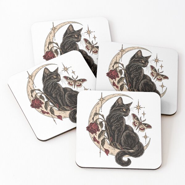 Item preview, Gothic Black Cat Crescent Moon Moth designed and sold by 966 A.D..