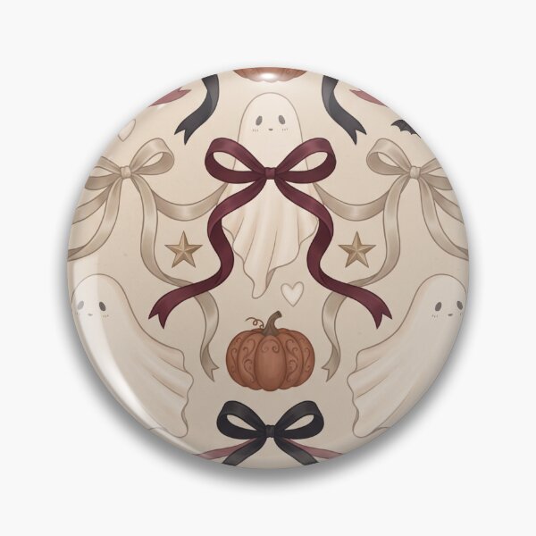 Item preview, Vintage Gothic Halloween Ghosts Bows Pumpkin Ribbon Pattern designed and sold by Pick&Grin.