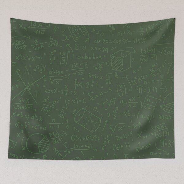 Item preview, Green Math Chalkboard Pattern — Hand Drawn Formulas & Geometry Academic Print designed and sold by LYAN-STORE.