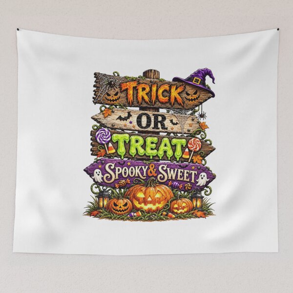 Item preview, Trick Or Treat Spooky & Sweet Halloween Rustic Wooden designed and sold by Thread&Fable.