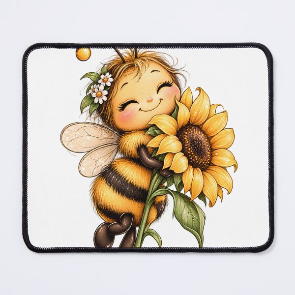 Item preview, Sunflower Bee Hug | Cute Whimsical Bee Illustration designed and sold by CalmMandala.