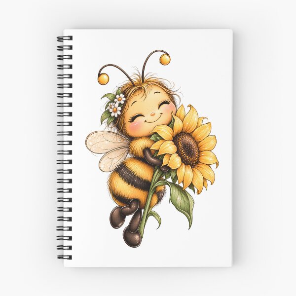 Item preview, Sunflower Bee Hug | Cute Whimsical Bee Illustration designed and sold by CalmMandala.