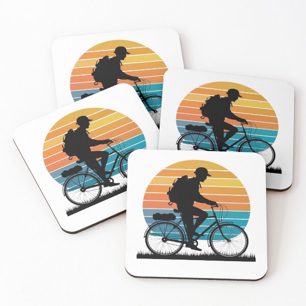 Item preview, Retro Sunset Bicycle Adventure - Cycling Silhouette Travel Art designed and sold by the wellness script.