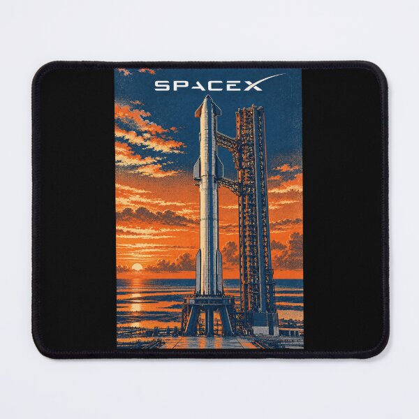 Item preview, SpaceX Starship Reentry – Retro Navy Orange Silkscreen Space Art designed and sold by TEEJAMBOREE.