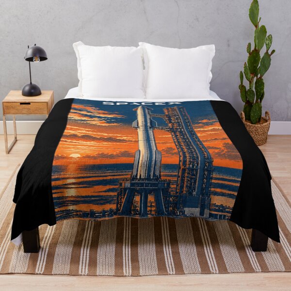 Item preview, SpaceX Starship Reentry – Retro Navy Orange Silkscreen Space Art designed and sold by TEEJAMBOREE.