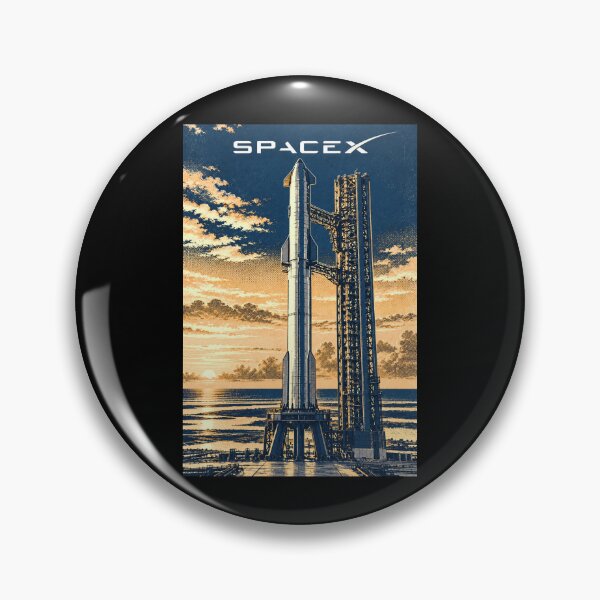 Item preview, SpaceX Starship Reentry – Retro Navy Orange Silkscreen Space Art designed and sold by TEEJAMBOREE.
