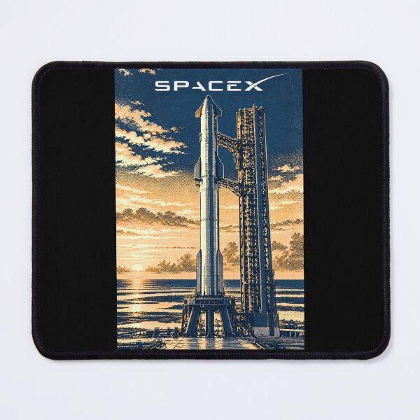 Item preview, SpaceX Starship Reentry – Retro Navy Orange Silkscreen Space Art designed and sold by TEEJAMBOREE.