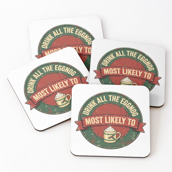 Item preview, Most Likely To Drink All The Eggnog Shirt - Funny Christmas Badge Tee designed and sold by KERK Art and Design.