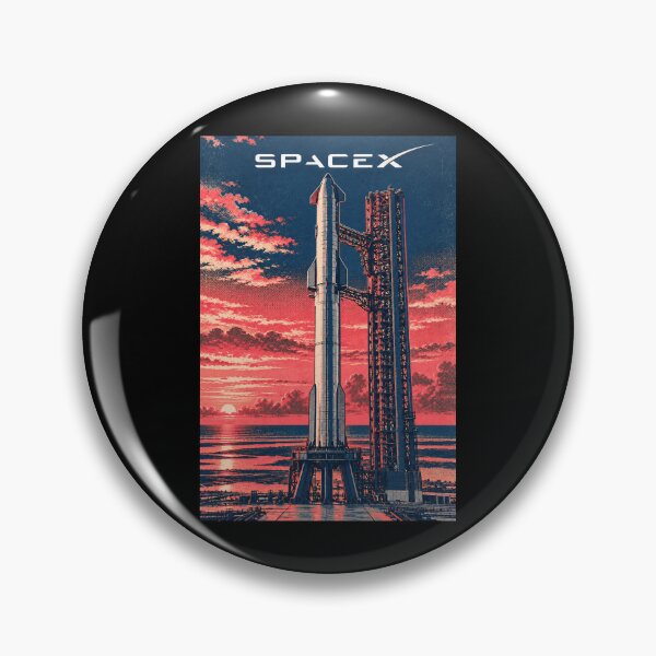 Item preview, SpaceX Starship Reentry – Retro Navy Orange Silkscreen Space Art designed and sold by TEEJAMBOREE.