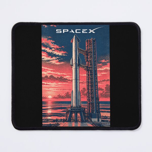 Item preview, SpaceX Starship Reentry – Retro Navy Orange Silkscreen Space Art designed and sold by TEEJAMBOREE.