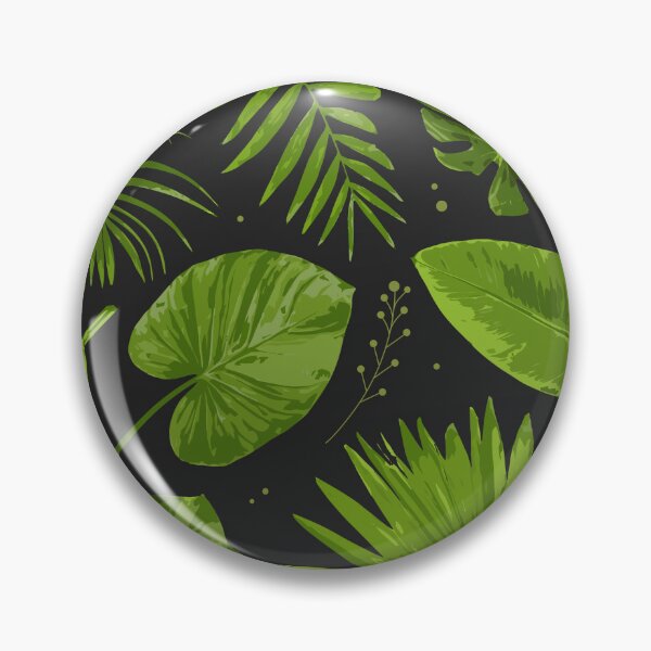 Item preview, Tropical Jungle Leaves Pattern Green Monstera & Palm Leaves on Black designed and sold by JRRTs.