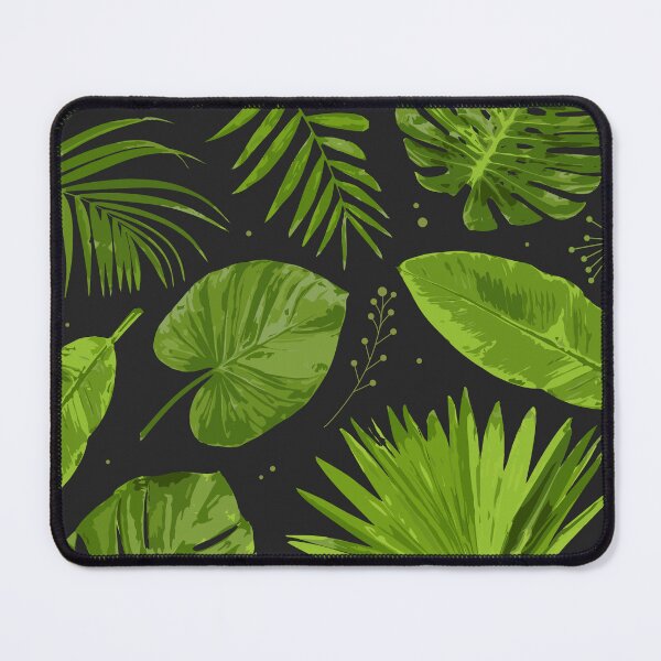 Item preview, Tropical Jungle Leaves Pattern Green Monstera & Palm Leaves on Black designed and sold by JRRTs.