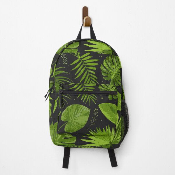 Item preview, Tropical Jungle Leaves Pattern Green Monstera & Palm Leaves on Black designed and sold by JRRTs.
