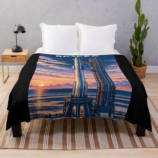 Item preview, SpaceX Starship Reentry – Retro Navy Orange Silkscreen Space Art designed and sold by TEEJAMBOREE.